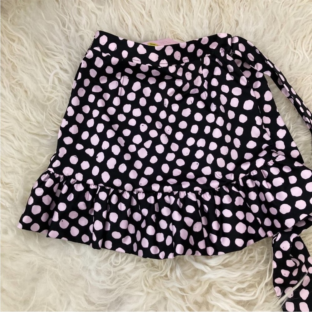 Tanya Taylor Daphne Polka Dot Flounce Ruffle Mini Skirt in Black & Pink - NWT - Picture 9 of 12